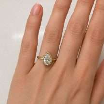 9ct Yellow Gold 1.00ct Lab Diamond Pear Bezel Solitaire Ring