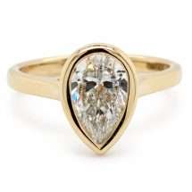 9ct Gold 1.50ct Lab Diamond Pear Bezel Set Solitaire Ring