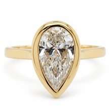 9ct Gold 2.00ct Lab Diamond Pear Bezel Set Solitaire Ring