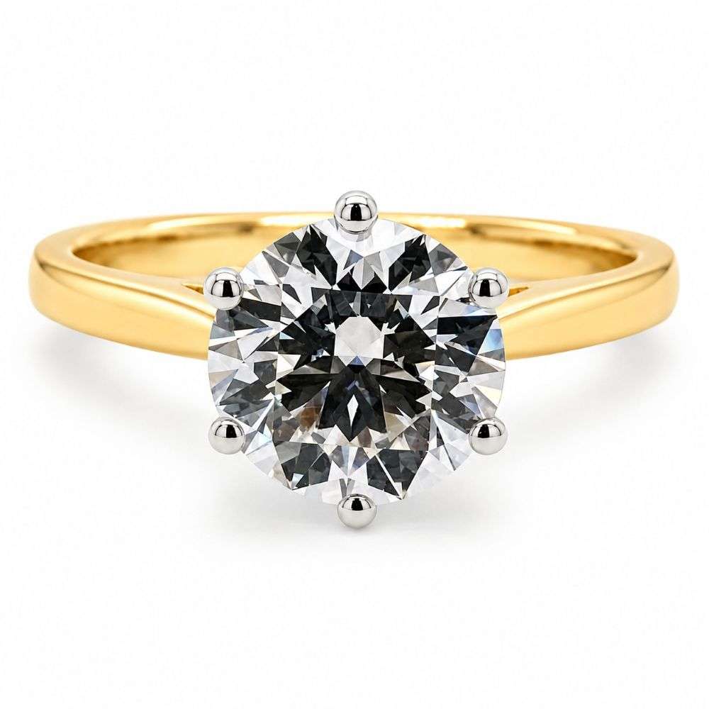 982632-2.00ct 9ct Yellow Gold 2.00ct Round Brilliant 6 Claw Solitaire Diamond Ring Front Image 982632-2.00ct 9ct Yellow Gold 2.00ct Round Brilliant 6 Claw Solitaire Diamond Ring Front Image