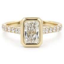 9ct Gold 1.35ct Lab Diamond Radiant Bezel Set Ring