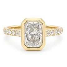 9ct Gold 2.35ct Lab Diamond Radiant Bezel Set Solitaire Ring