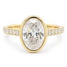 9ct Gold 2.35ct Lab Diamond Oval Bezel Set Solitaire Ring