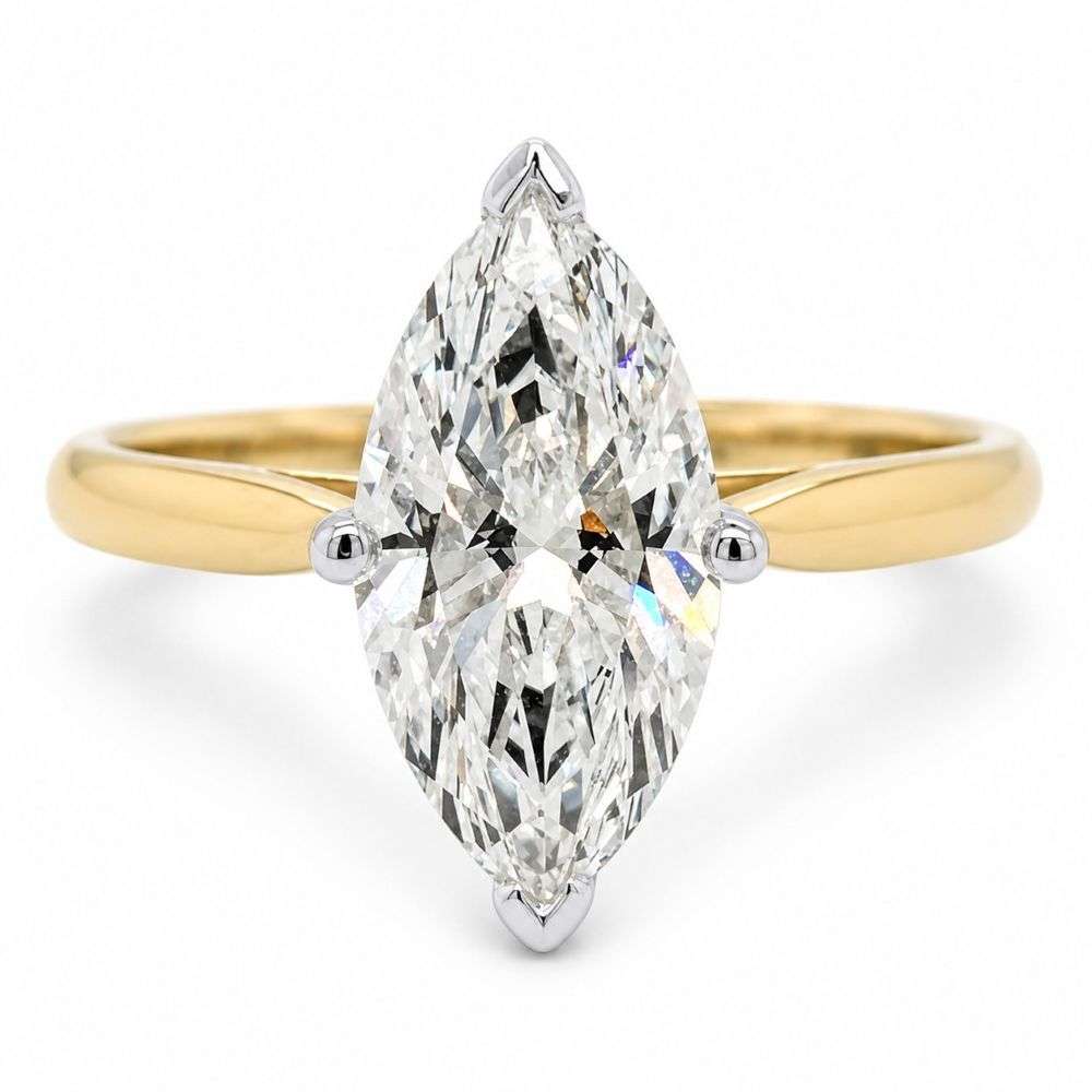 982637-200-9Y 9ct Yellow Gold 2.00cts Marquise Brilliant Solitaire Diamond Ring Front Image 982637-200-9Y 9ct Yellow Gold 2.00cts Marquise Brilliant Solitaire Diamond Ring Front Image