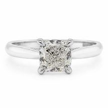 9ct White Gold 1.00ct Cushion Cut Solitaire Diamond Ring