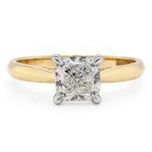 9ct Yellow 1.00ct Cushion Cut Solitaire Lab Diamond Ring