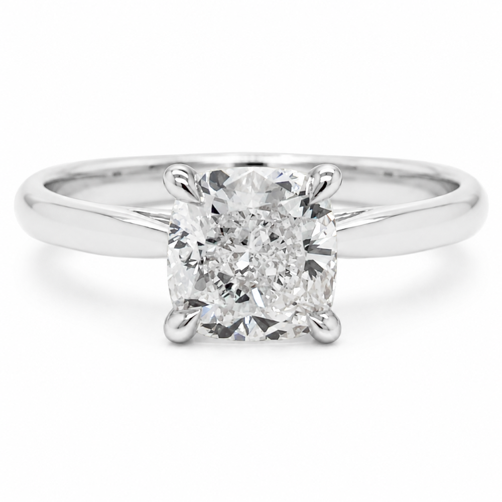 982639-150-9W 9ct White Gold 1.50cts Cushion Brilliant Solitaire Diamond Ring Front Image.jpg