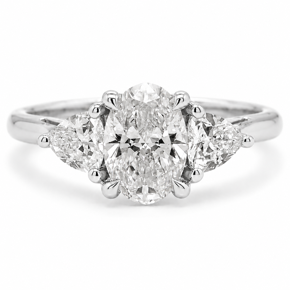 982640-1.50ct-9W 9ct White Gold 1.50ct Oval And Trilliant 3 Stone Diamond Ring Front Image.jpg 982640-1.50ct-9W 9ct White Gold 1.50ct Oval And Trilliant 3 Stone Diamond Ring Front Image.jpg