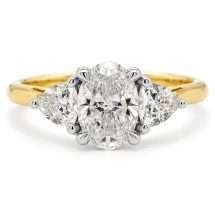 9ct Gold 2.00ct Lab Diamond Oval Trilliant 3 Stone Ring