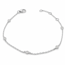 9ct White Gold 0.13ct Lab Diamond Bezel Station Bracelet