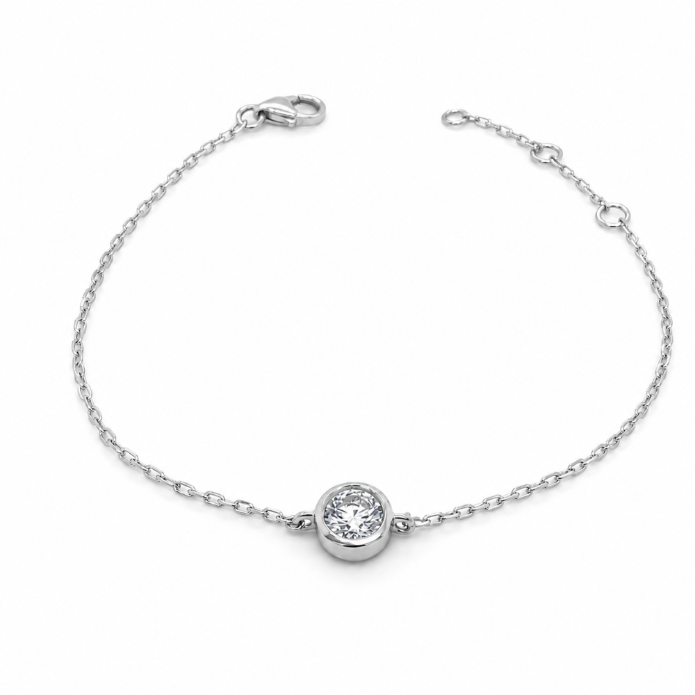 982643 9ct White Gold 0.50ct Lab Diamond Bezel Set Solitaire Bracelet Front Image.jpeg