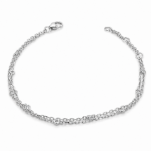 9ct Gold 0.15ct Lab Diamond Double Link Station Bracelet