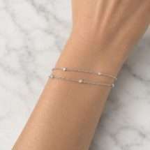 9ct Gold 0.15ct Lab Diamond Double Link Station Bracelet