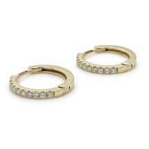 9ct Gold 19pts Lab Diamond Pave Hoop Huggy Earrings