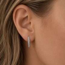 9ct Gold 19pts Lab Diamond Pave Hoop Huggy Earrings