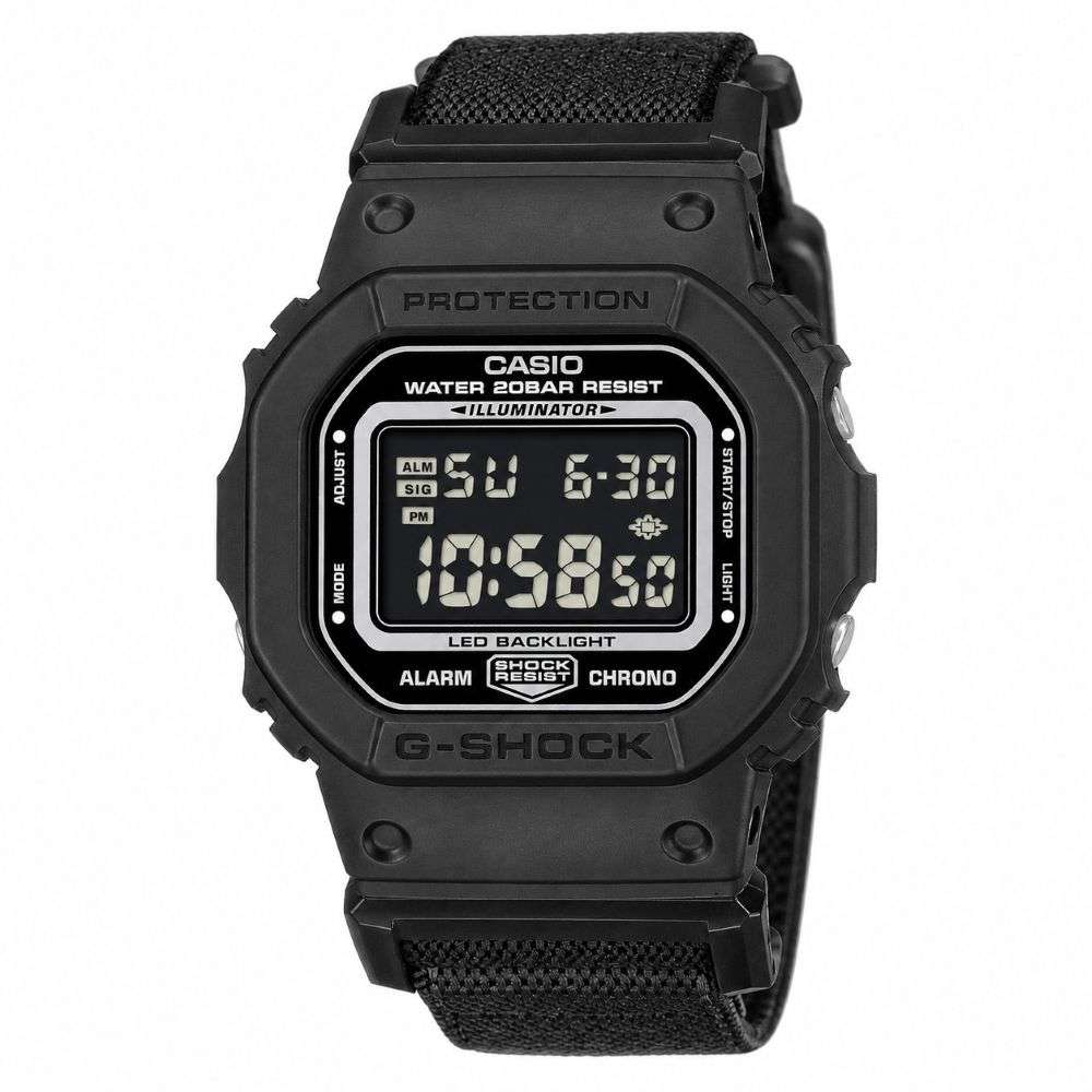DW-5600MNC-1ER Casio Black Silicon Nylon strap watch front image