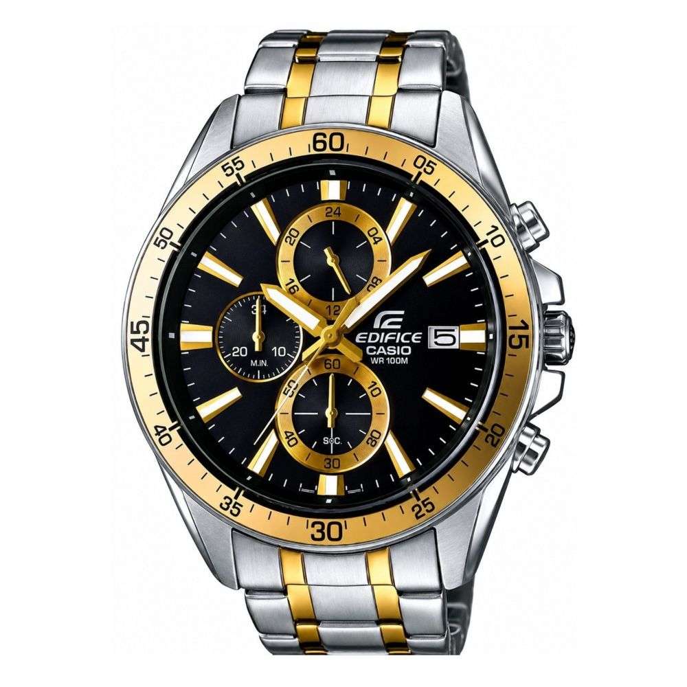 EFR-546SG-1AVUEF Casio Ediface black chronograph dial gold steel bracelet watch front image