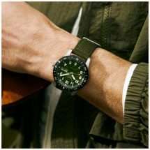 Seiko Automatic Khaki Canvas Strap Watch HDB008K1