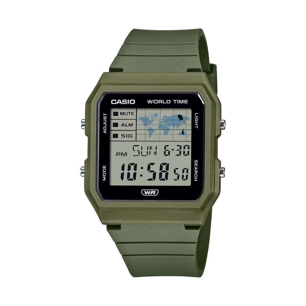 LF-30W-3AEF Casio green silicon digital rectangle watch front image