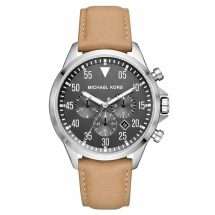 Michael Kors Mens Gage Steel Leather Strap Watch MK8616