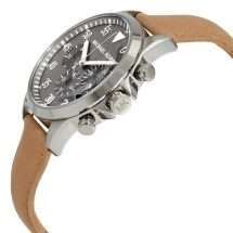 Michael Kors Mens Gage Steel Leather Strap Watch MK8616