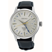 Seiko Presage Steel Black Leather Strap Watch SSK049J1