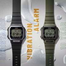 Casio Black Silicon Vibration Alarm Watch W-738H-1AVEF