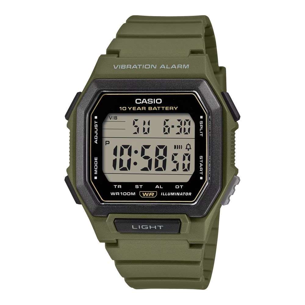 W-738H-3AVEF Casio green silicon vibrate alarm digital watch front image