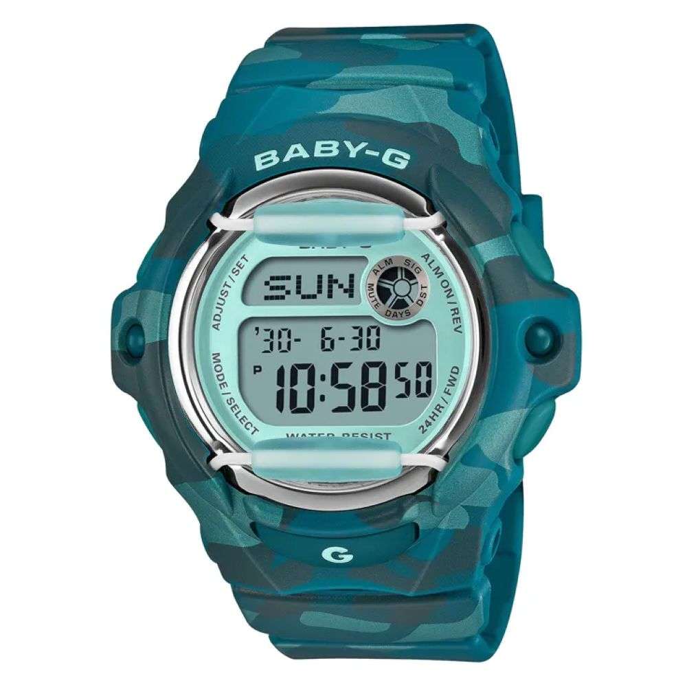 bg-169cm-2er Casio green camo Baby G watch front image