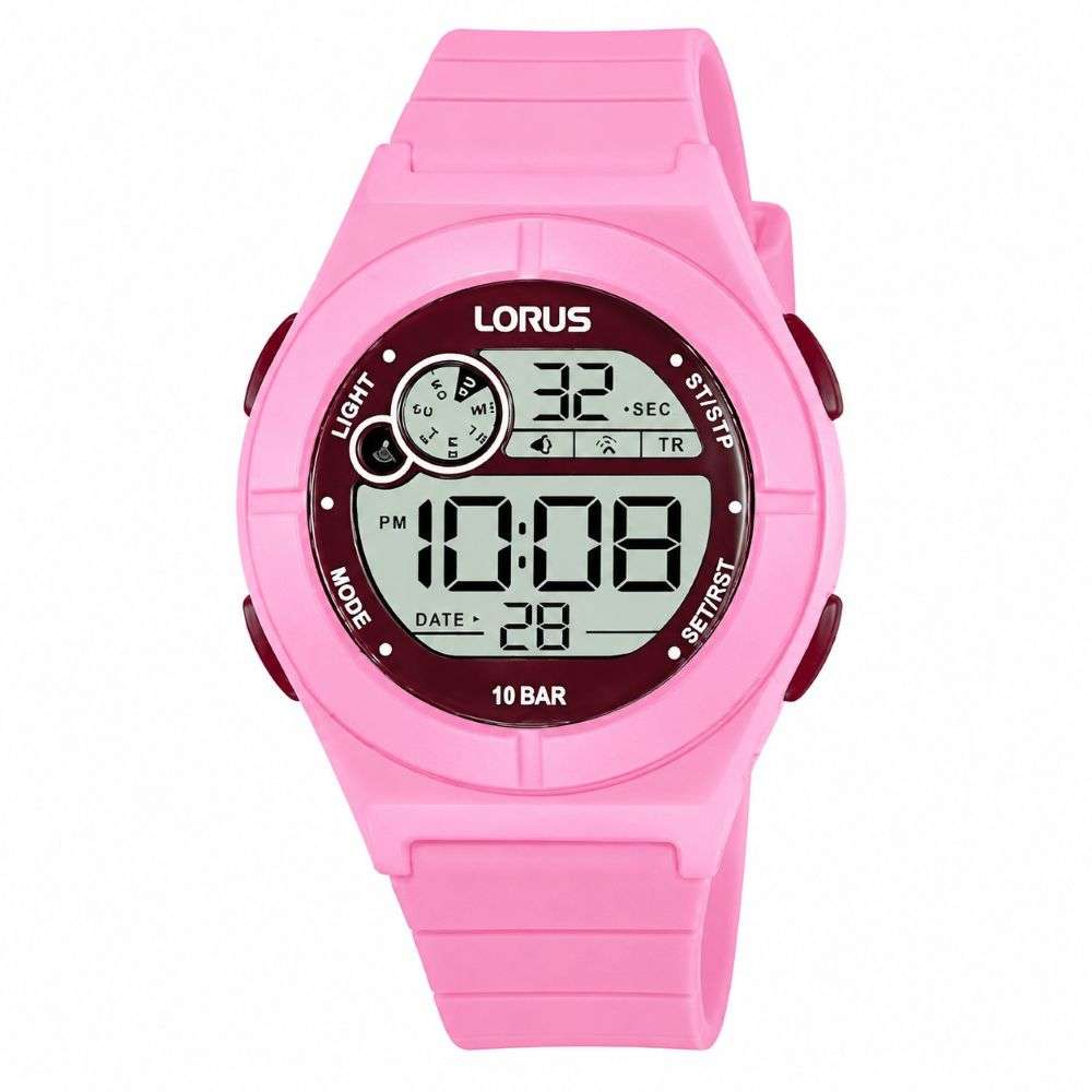 r2367nx9 Lorus girls pink silicon digital watch front image