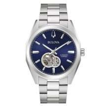 Bulova Mens Surveyor Steel Blue Skeleton Bracelet 96A275