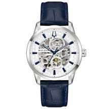Bulova Mens Classic Sutton Skeleton Leather Watch 96A330