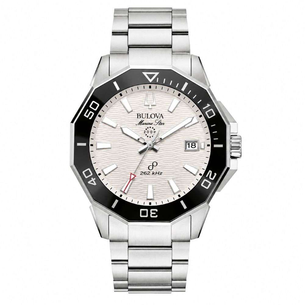 96B426-Bulova-Mens-Steel-Marine-Star-Precisionist-Steel-Bracelet-Black-Bezel-Bracelet-Watch-front-image