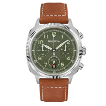 Bulova Mens Military Chronograph Green Dial Watch 96B482