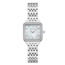 Bulova Womens Sutton CZ Bezel Steel Watch 96R256