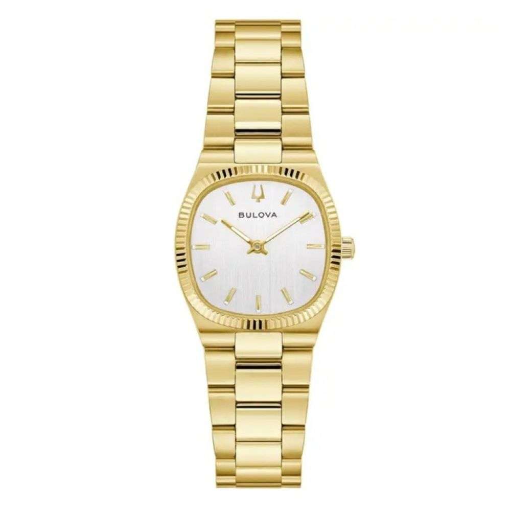 97L189 Bulova ladies super seville mini gold bracelet silver dial watch front image 97L189 Bulova ladies super seville mini gold bracelet silver dial watch front image