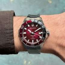 Bulova Mens Marine Star Steel Burgundy Dial Watch 98B472
