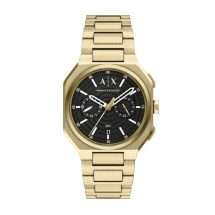 Armani Exchange Mens Bass Gold Black Dial Watch AX1476
