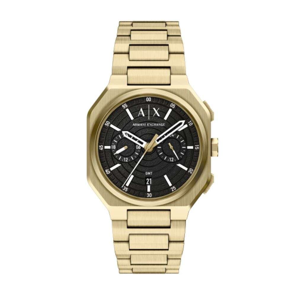 AX1476 Armani Exchange Bass gold Case Bracelet Black Dial front image
