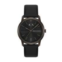 Armani Exchange Mens Lexon Black Leather Watch AX2652