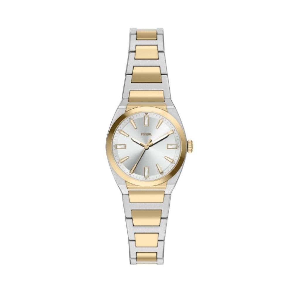 ES5494 Fossil Woemsn Gold Steel Silver Dial Analogue Watch Front Image