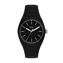 Fossil Mens Everett Black Silicon Analogue Watch FS6175