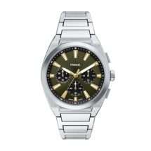 Fossil Mens Everett Steel Green Multi Dial Watch FS6183