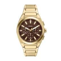 Fossil Mens Everett Gold Bracelet Multi Dial Watch FS6184