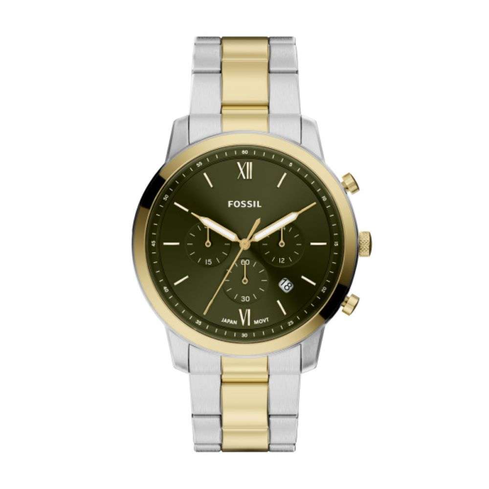 FS6189 Fossil Neutra gold and steel green dial bracelet watch front image