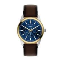 Fossil Mens Pearson Gold Steel Case Leather Watch FS6195