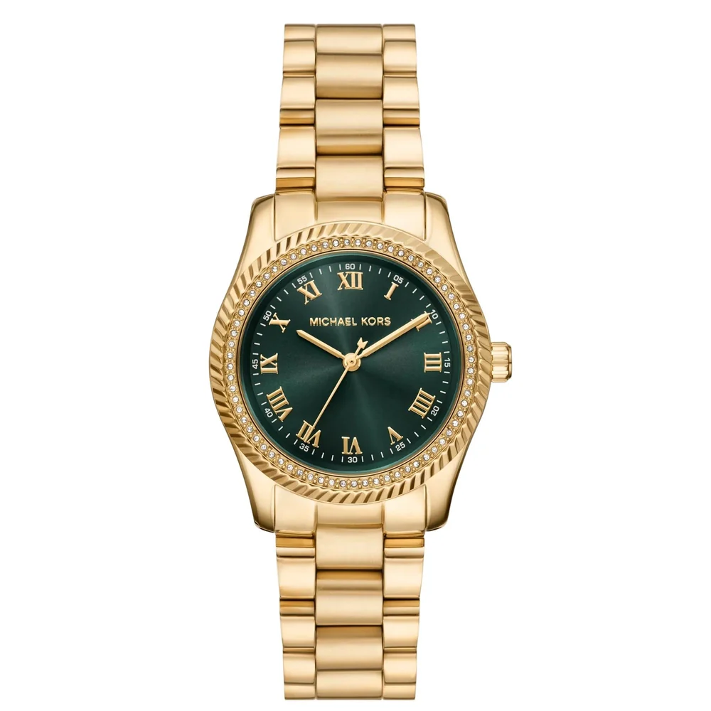 MK7622 Michael Kors Lexington Pavé 33mm Green Dial Steel Ladies Quartz Watch front image