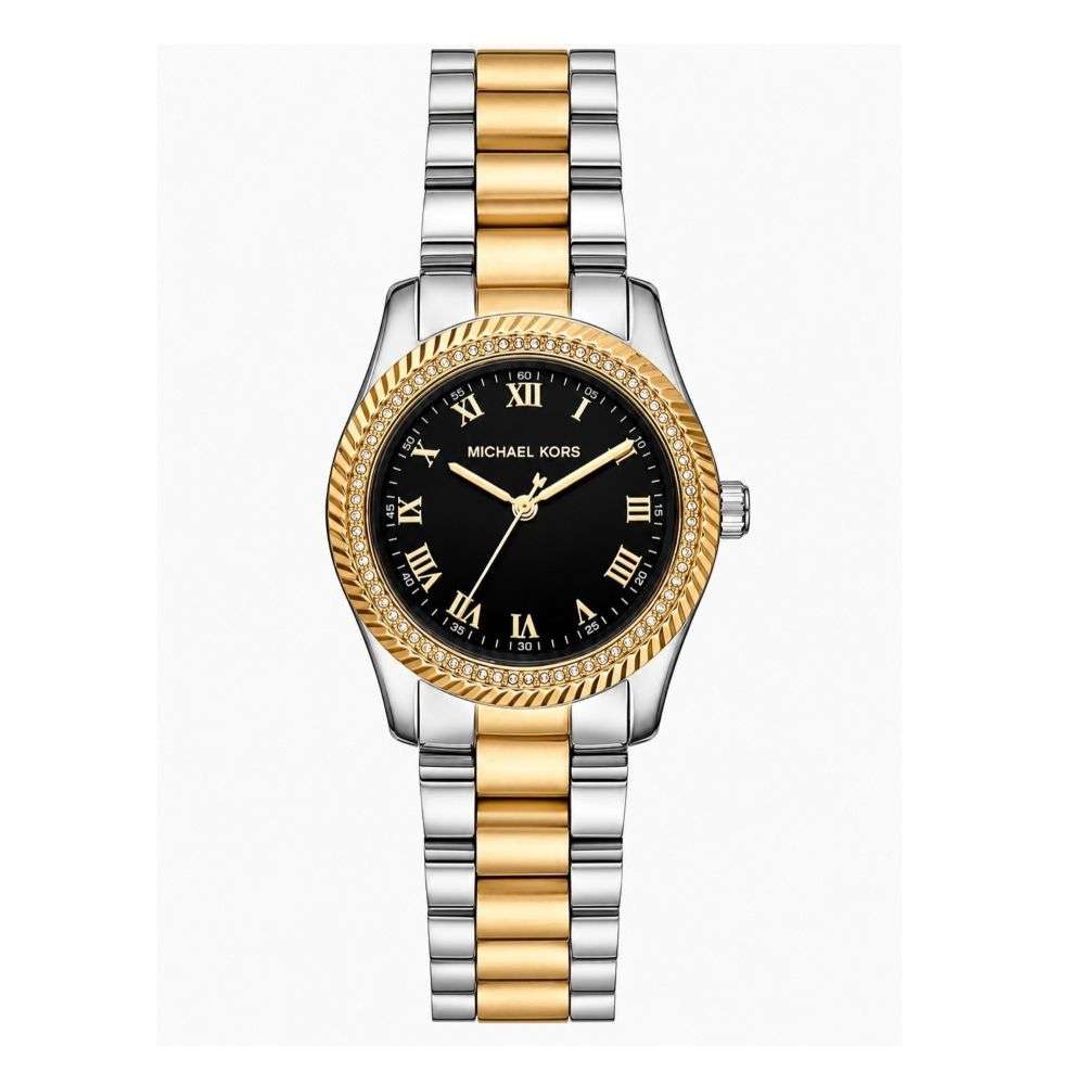 MK7625 Michael Kors Mini Lexington Quartz Black Dial Two-Tone Stainless Steel Bracelet front image