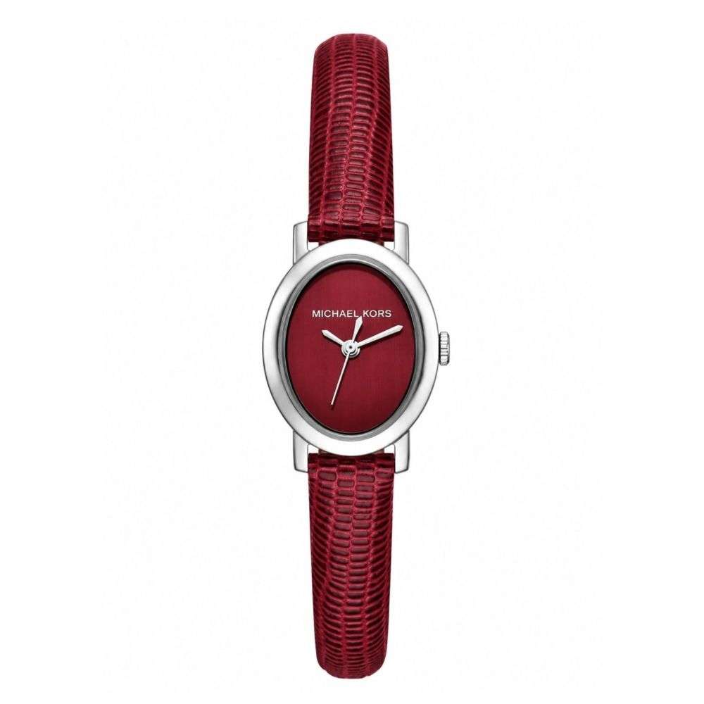 MK7634 Petite Maude Silver-Tone and Lizard Embossed Leather Watch front image