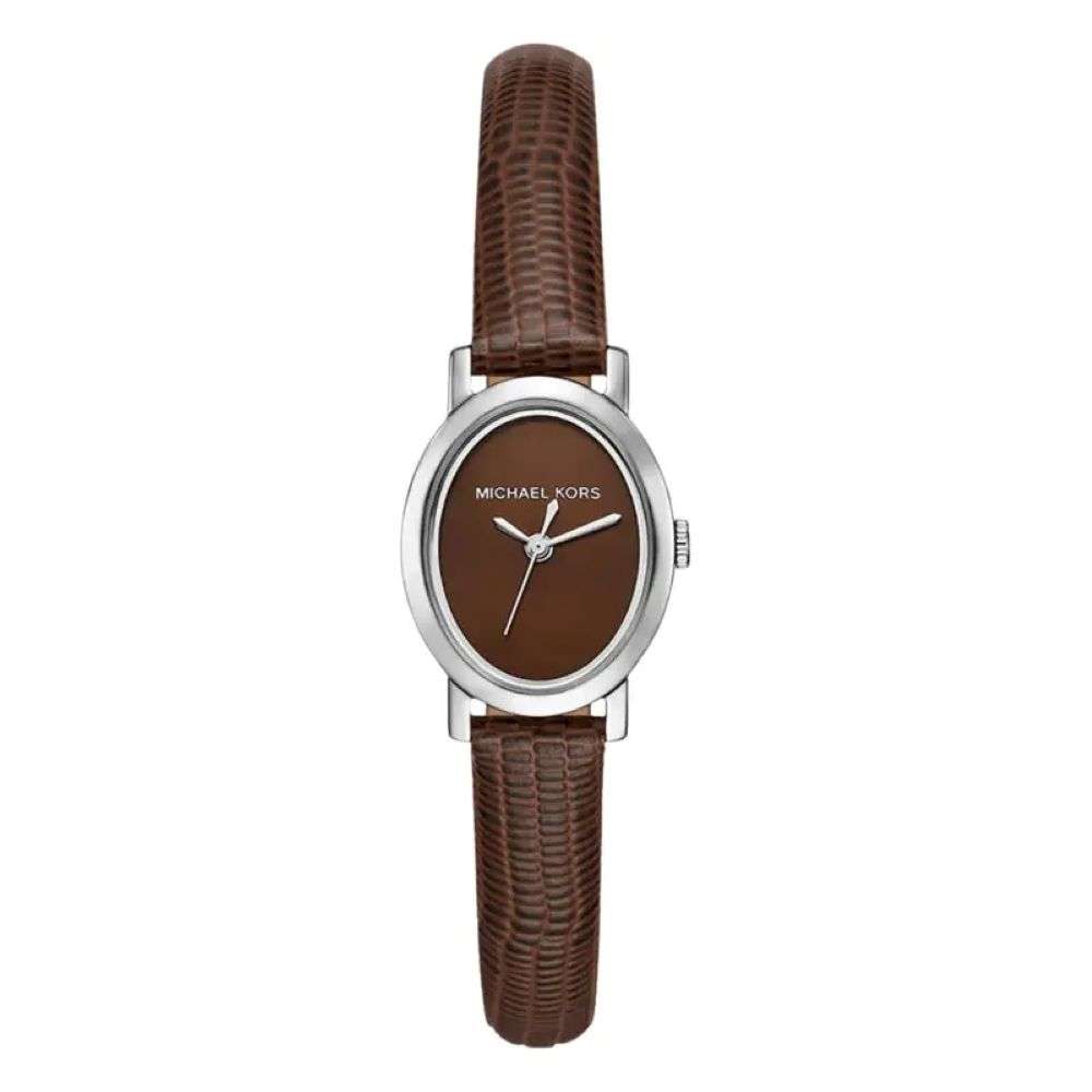MK7635 Petite Maude Silver-Tone and Lizard Embossed Leather Watch front image